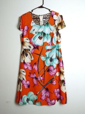 Chico's 00 US XS/2 Shift Dress Reversible Leopard/Floral